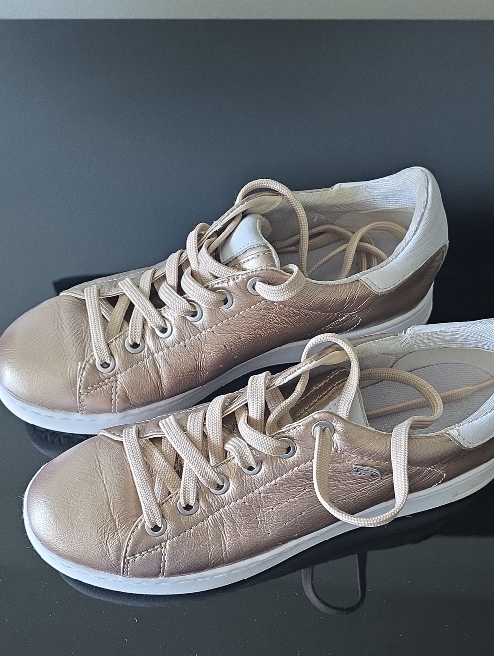 Women’s Metallic Rose Gold Leather Sneakers - Geox